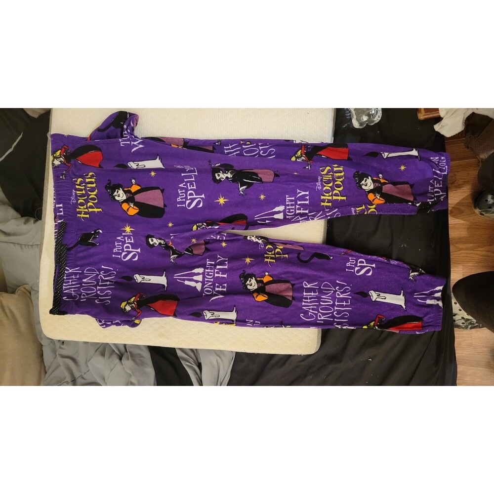 Disney Hocus Pocus Women Sleepwear M (8-10) Purple Graphic Fleece Pajama Pants